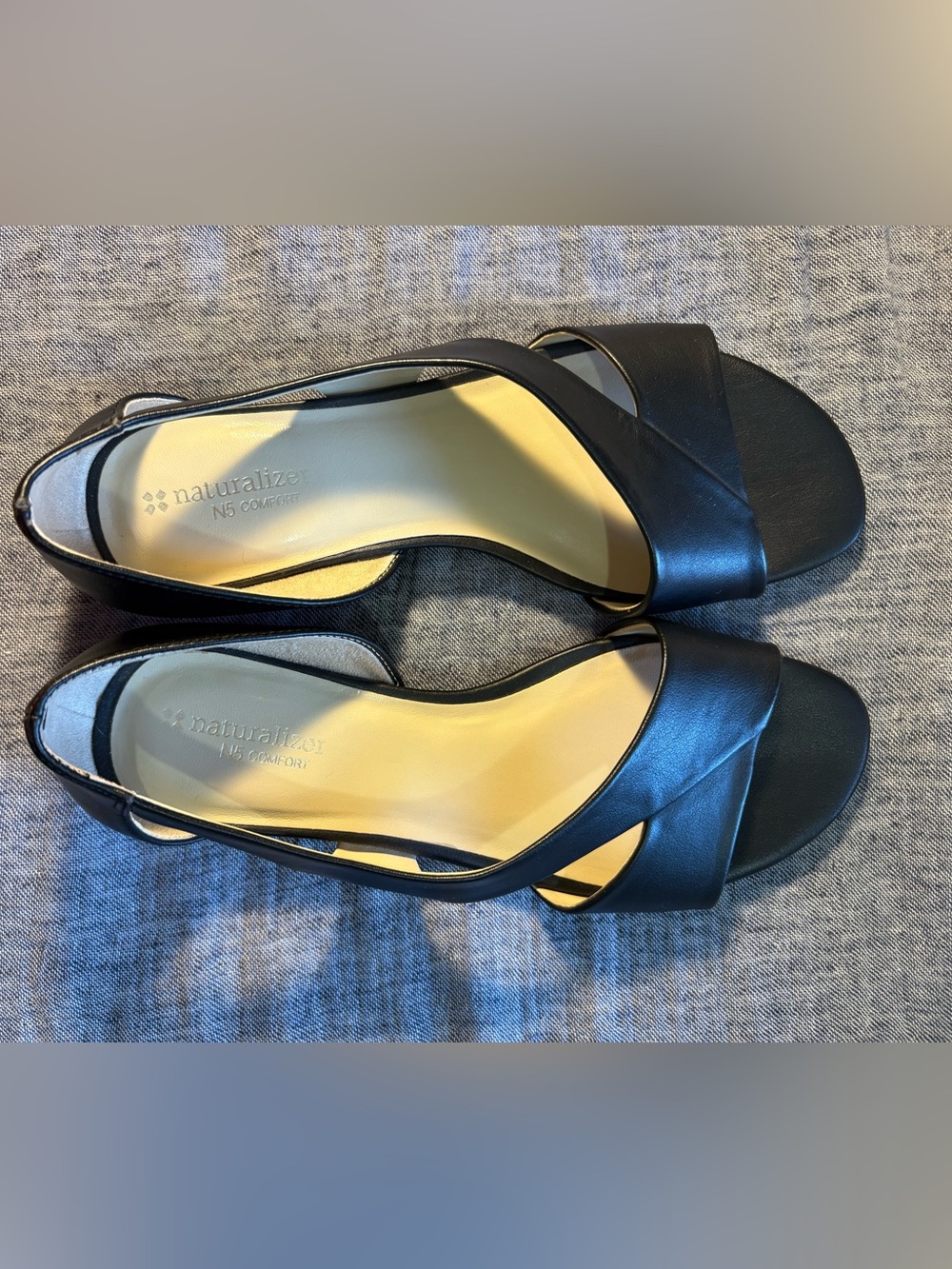 Naturalizer Black Open-Toe Slingback Heels
